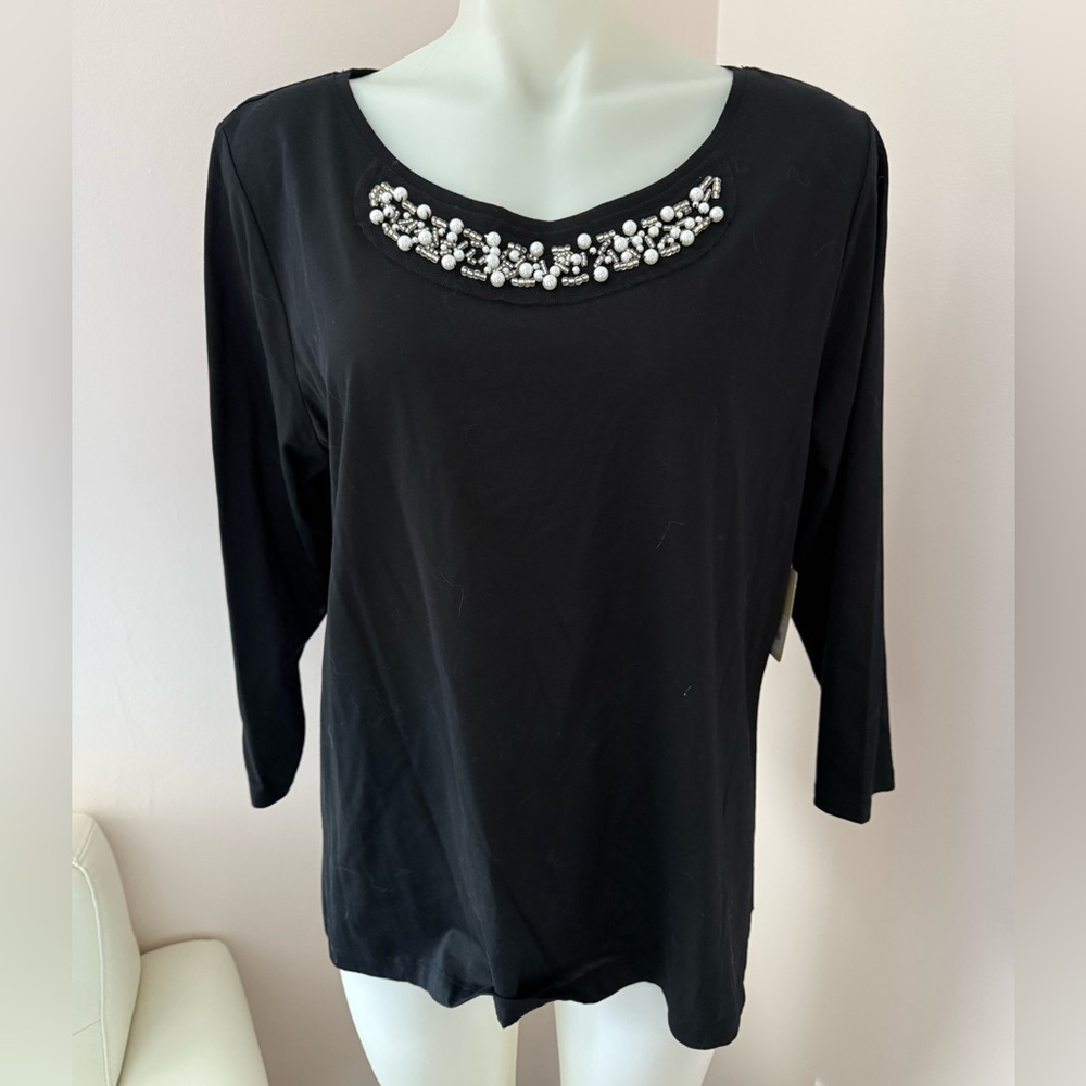 St. John’s Bay embellished black top, XL
